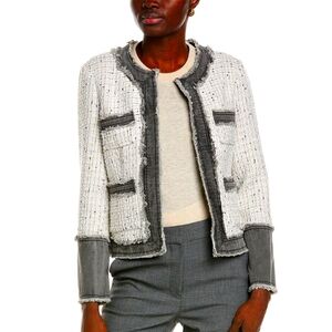 NWT NANETTE LEPORE Women's Gray Tweed and Denim Jacket